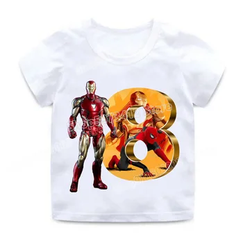 Grafički t-shirt je Marvel s brojem Iron man t-Shirt Dječji pamuk majice Odjeća za dječake Majice s po cijeloj površini Superheroja za rođendan Digitalni kratki rukav  10