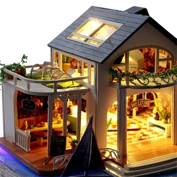 Mini Kućica za lutke Havajski Stil lutkine Djeca DIY Kuća Lutaka 3D Drvene Minijature lutkine Igračke Za Djecu, Poklone za rođendan djevojčice  10
