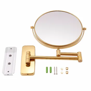 Zlatno 10 puta Povećala Ogledalo za šminkanje 2-obostrani Zid Hotelskoj Kupaonice 360 Okretni Kozmetička Ogledala sa dvostrukim Pull ramena do 30 cm  10