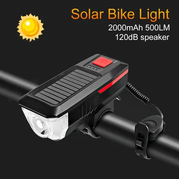 Solarni Bicikl Svjetlo Prednja Fara rog zatrubi USB Punjenje Svjetiljka za Biciklizam stražnja Svjetla Stražnja svjetla Luces Bicicleta Pribor za bicikle  10