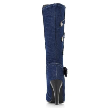 COVOYYAR 2021 Vintage Traper ženske čizme do koljena na tankim visokim potpeticama Duge čizme potpetica Traper jesensko-zimske cipele veličine WBS411  10