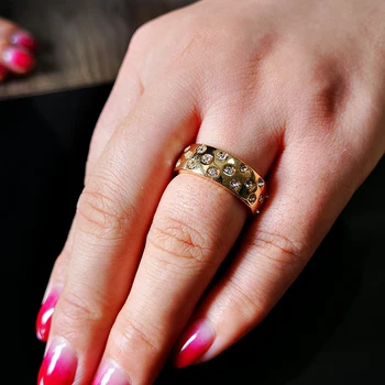 Moda zlatne boje Široko izdanje muški prsten krug mikro optočena full-prstena s kubični cirkon vruće prodaju nakit proizvođači na veliko  10
