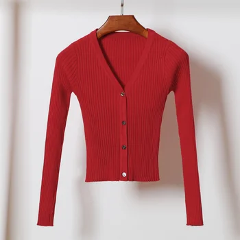 Ženski džemper na zakopčane Proljeće-jesen kardigan u kratkom stilu s malo arome Tanki kaput s dugim rukavima Moderan slim Top 2021  10