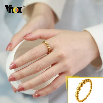 Vnox Минималистичные Prsten-lanac od perli za žene, Vjenčani Prsten od Nehrđajućeg Čelika Zlatne Boje, Nakit, Šik Poklon za ruke anel feminino  10