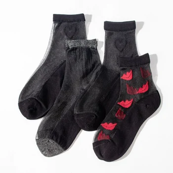 Prozirne seksi čipke Zlatni Srebrni svilene čarape Crvene čarape za žene u korejskom stilu Harajuku Divertidos Calcetines Mujer Skarpetki  10