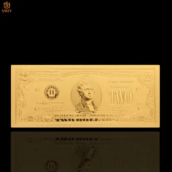 SMJY Američki Gold Novčanice 2 Dolara Novac Šarene Novčanice od Zlatne Folije Suvenir Zbirke Stan novčanica  10