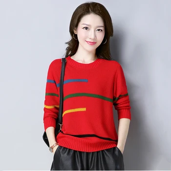 Ženski džemper pletene Korejski ženski džemper dugih rukava i okruglog izreza i pulover Ženske jesensko-zimske slobodni skakači Svakodnevne 2021  10