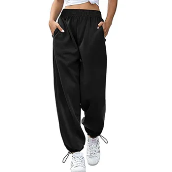 2022 Proljeće ženske sportske hlače Sive Široke Sportske hlače s visokim strukom Sportske slobodne hlače, t-Shirt, Svakodnevne slobodne hlače za trčanje  10