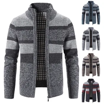 Zimska moda Patchwork kukičane Muške jakne su Debele udoban džemper dugih rukava Kaput Toplo ovratnik-satna Jesen plima Casual cardigan  10