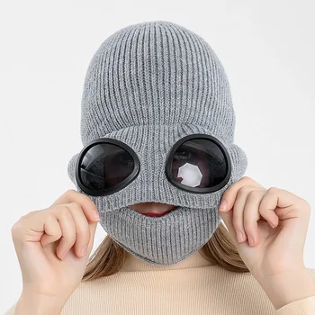 Jesensko-zimske nove naočale-napuštenih životinja uho kape plus baršun toplo mornarska kapa ženska korejski вязаная kapa maska  10