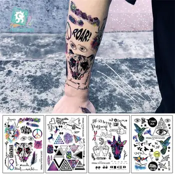 Šareni Bodi-Art Flash-Prijenos Vode Vodootporan Privremeni Naljepnica Tetovaže Za Žene I Muškarce Srar Волчье Pero U Ruku Lažne Tetovaže  10