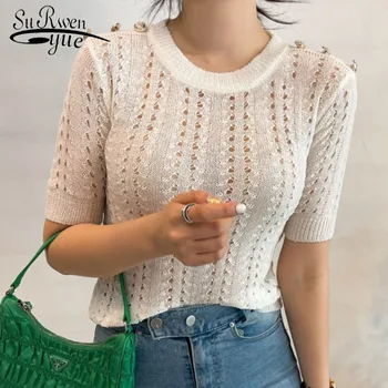 2022 Novi Korejski Ljetnim pamučne Ženske košulje zakopčane Pulover Dres Odjeća Plus Size Casual Džemper Majice kratkih rukava 14738  10