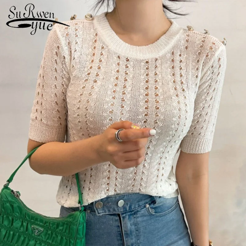 2022 Novi Korejski Ljetnim pamučne Ženske košulje zakopčane Pulover Dres Odjeća Plus Size Casual Džemper Majice kratkih rukava 14738