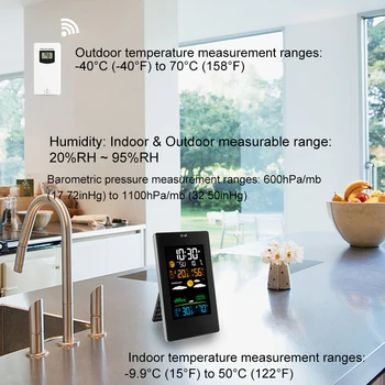 FunJu FJ3389 vremenska stanica Digitalni Zidni Sat Mjerač Temperature I Vlage Bežični Senzor Stolni Stolni Home Pro  10