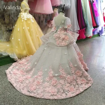 Haljine za djevojčice-цветочниц za dječju dječju odjeću 3D Cvijeće Oblog Bujnom Tila Dječja loptu haljina na Dan rođenja od haute Couture  10