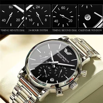 2021 Novi trendi muški sat od nehrđajućeg čelika Najbolji brand Luksuzni Sportski Kronograf Kvarcni satovi Za muškarce Relogio Masculino  10