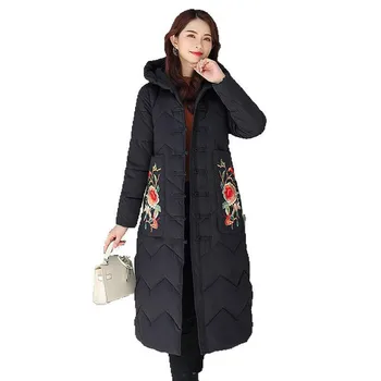 Zimska jakna u kineskom stilu, ženska vez s cvjetnim uzorkom, duga gusta topla parka, kaput, ženska moda, tanke veste sa pamučnom postavom  10