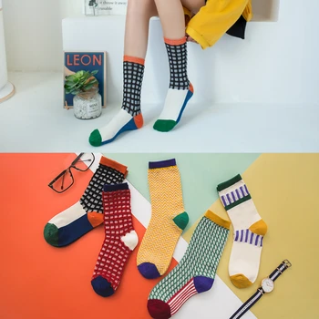 Novost Čarape Pamučne baca Umjetnička kreativnost, Par Žena Modne Svakodnevne Kvalitetne japanske Харадзюку Zabavne čarape Sretan Korejski  10